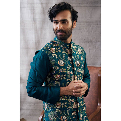 Soup by Sougat Paul Mehr Printed Bundi with Kurta (Set of 3)