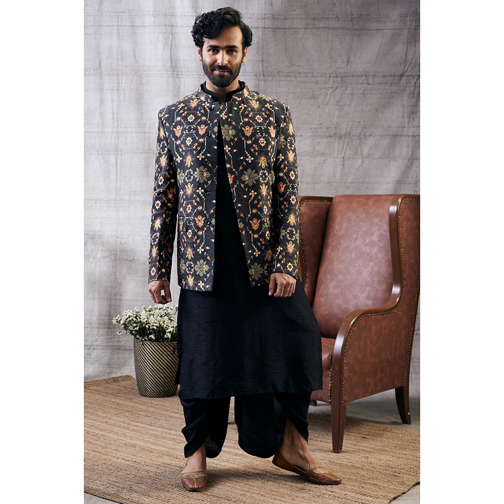 Soup by Sougat Paul Zahra Printed Jacket with Dhoti (Set of 3)