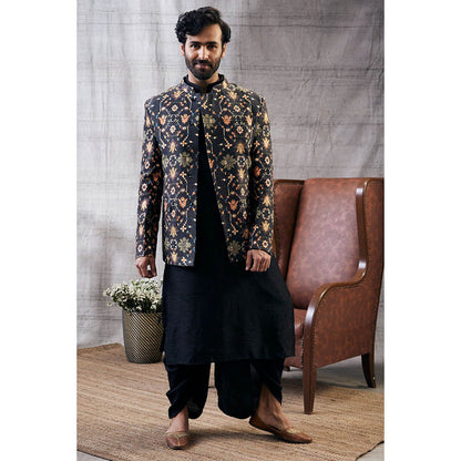 Soup by Sougat Paul Zahra Printed Jacket with Dhoti (Set of 3)