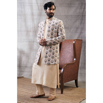 Soup by Sougat Paul Mehr Printed Jacket with Kurta (Set of 3)