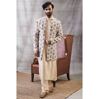 Soup by Sougat Paul Mehr Printed Jacket with Kurta (Set of 3)