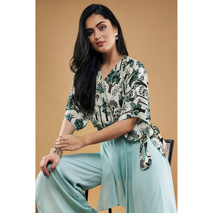 Soup by Sougat Paul Palm Bay Printed Top with Drape Pants (Set of 2)