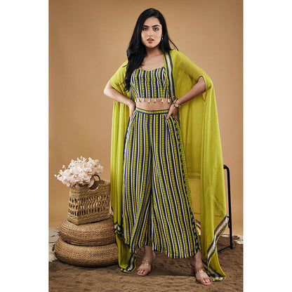 Soup by Sougat Paul Orchid Bloom Printed Co-ord with Cape (Set of 3)