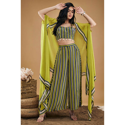 Soup by Sougat Paul Orchid Bloom Printed Co-ord with Cape (Set of 3)