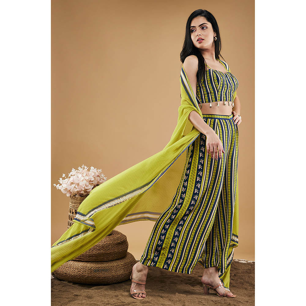 Soup by Sougat Paul Orchid Bloom Printed Co-ord with Cape (Set of 3)