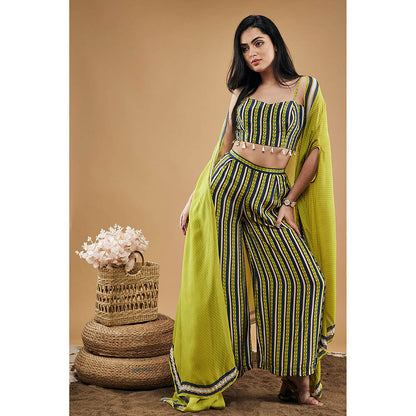 Soup by Sougat Paul Orchid Bloom Printed Co-ord with Cape (Set of 3)