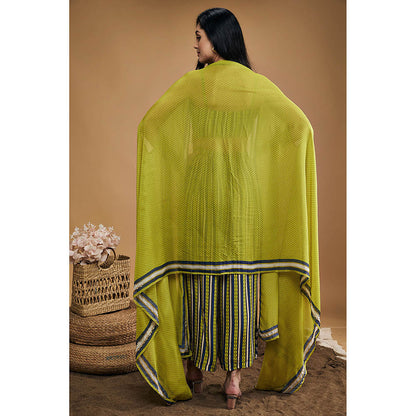 Soup by Sougat Paul Orchid Bloom Printed Co-ord with Cape (Set of 3)