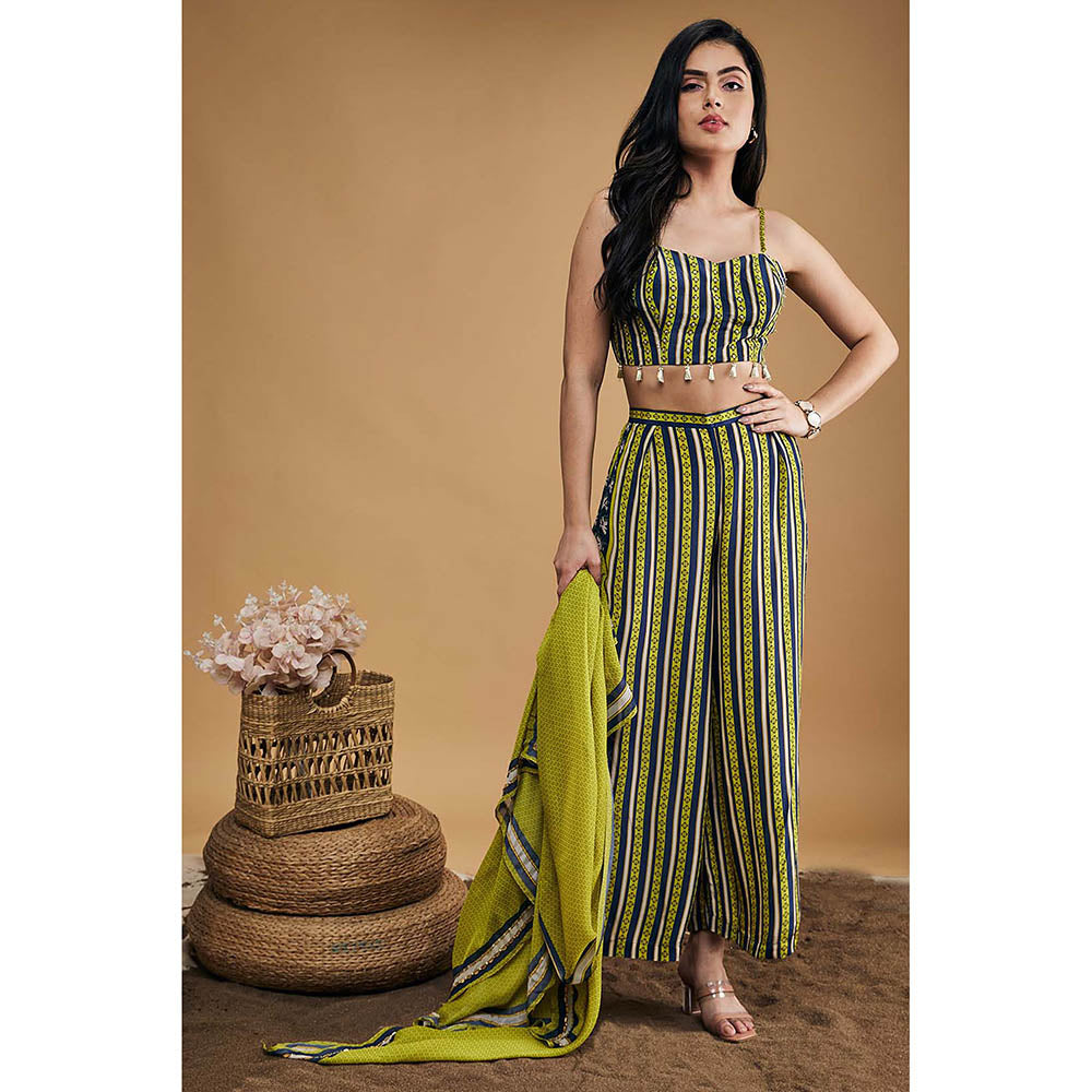 Soup by Sougat Paul Orchid Bloom Printed Co-ord with Cape (Set of 3)