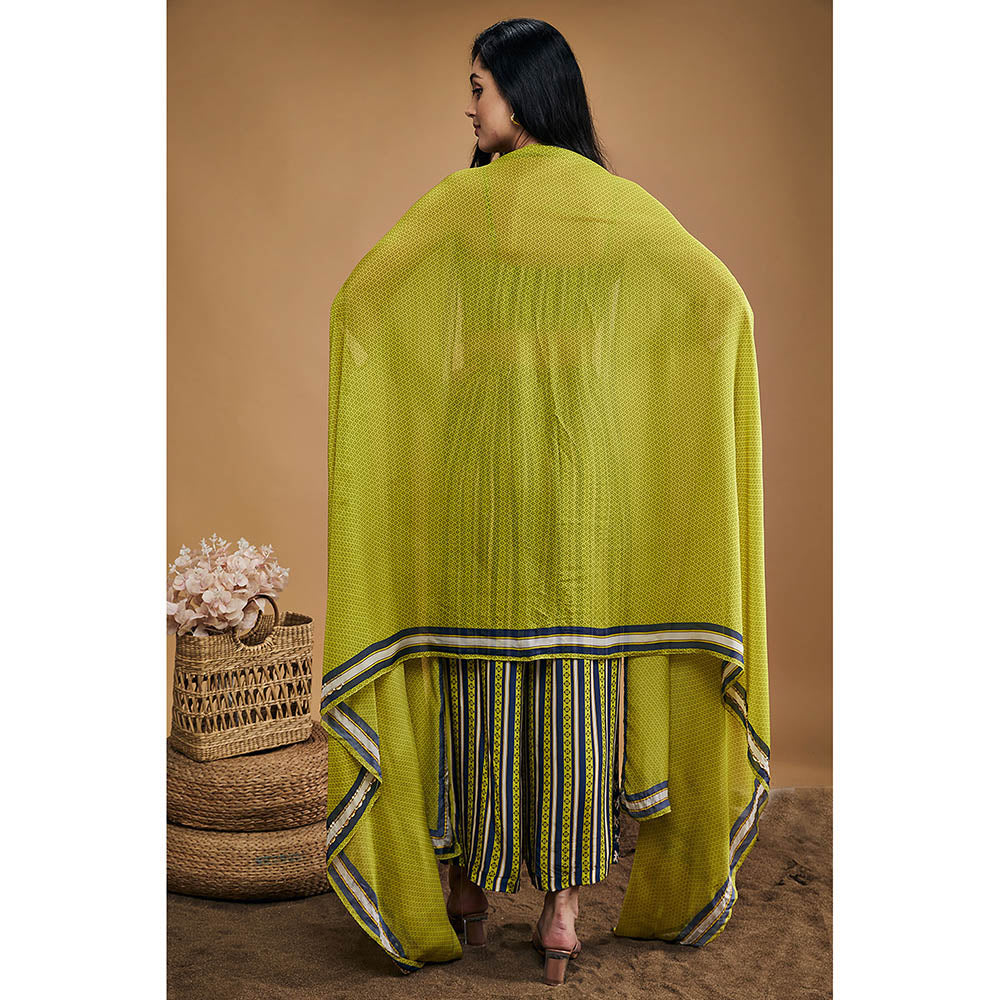 Soup by Sougat Paul Orchid Bloom Printed Co-ord with Cape (Set of 3)