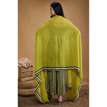 Soup by Sougat Paul Orchid Bloom Printed Co-ord with Cape (Set of 3)