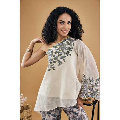 Soup by Sougat Paul Yasmin Applique One-Shoulder Top with Pants (Set of 2)
