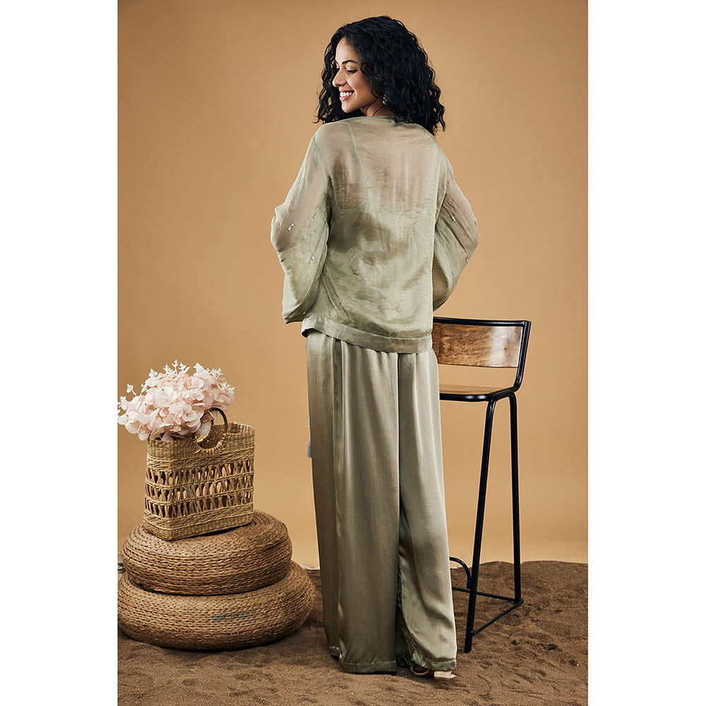 Soup by Sougat Paul Azra Embellished Overlaped Top with Pants & Slip (Set of 3)