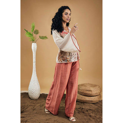 Soup by Sougat Paul Conversational Patchwork Top & Pants with Slip (Set of 3)