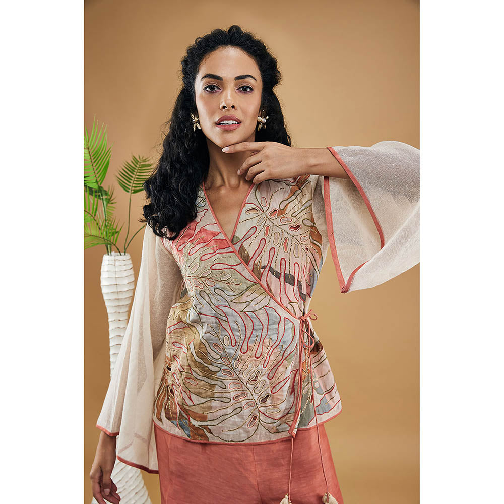 Soup by Sougat Paul Conversational Patchwork Top & Pants with Slip (Set of 3)