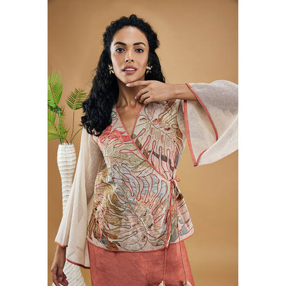Soup by Sougat Paul Conversational Patchwork Top & Pants with Slip (Set of 3)
