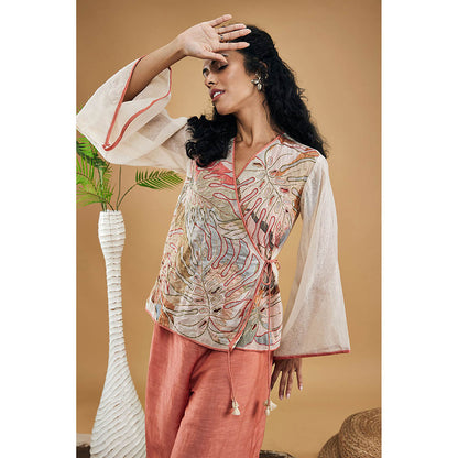 Soup by Sougat Paul Conversational Patchwork Top & Pants with Slip (Set of 3)