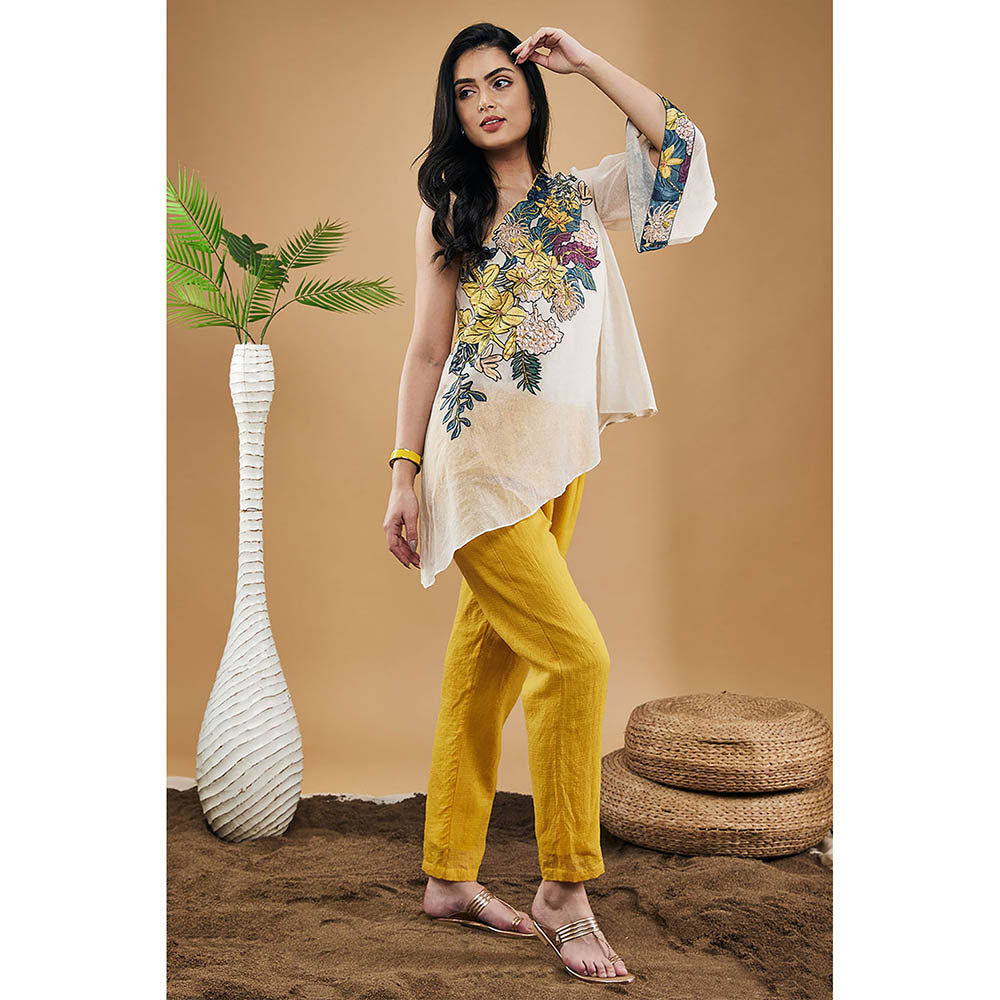 Soup by Sougat Paul Zinnia Applique One-Shoulder Top with Pants & Slip (Set of 3)