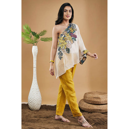 Soup by Sougat Paul Zinnia Applique One-Shoulder Top with Pants & Slip (Set of 3)