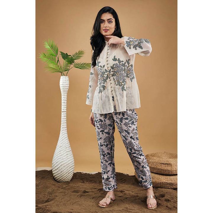 Soup by Sougat Paul Yasmin Applique Shirt Top with Pants & Slip (Set of 3)