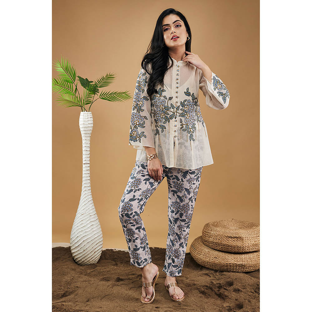 Soup by Sougat Paul Yasmin Applique Shirt Top with Pants & Slip (Set of 3)