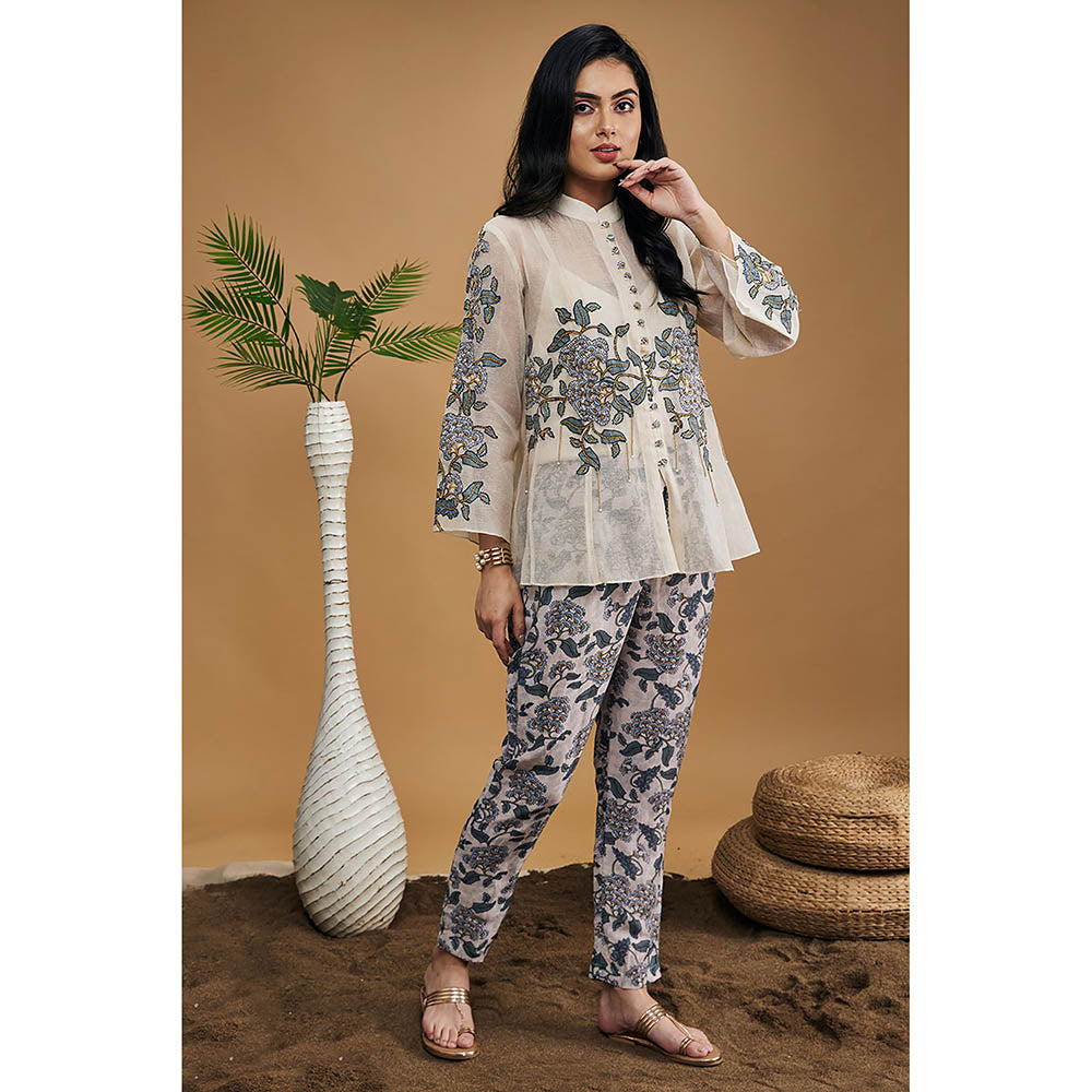 Soup by Sougat Paul Yasmin Applique Shirt Top with Pants & Slip (Set of 3)