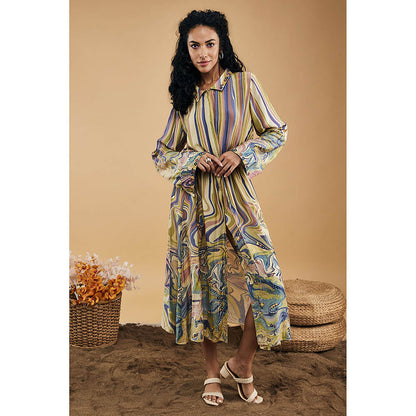 Soup by Sougat Paul Marble Mosaic Printed Long Dress