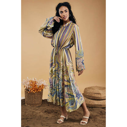 Soup by Sougat Paul Marble Mosaic Printed Long Dress