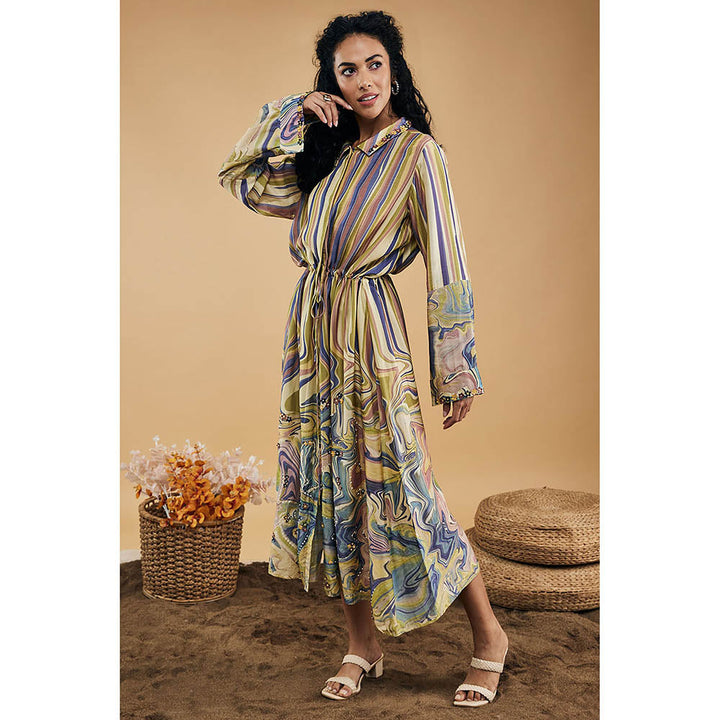 Soup by Sougat Paul Marble Mosaic Printed Long Dress