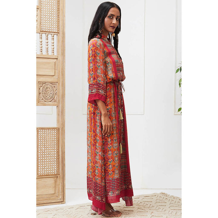 Soup by Sougat Paul Adah Orange Printed Maxi Dress