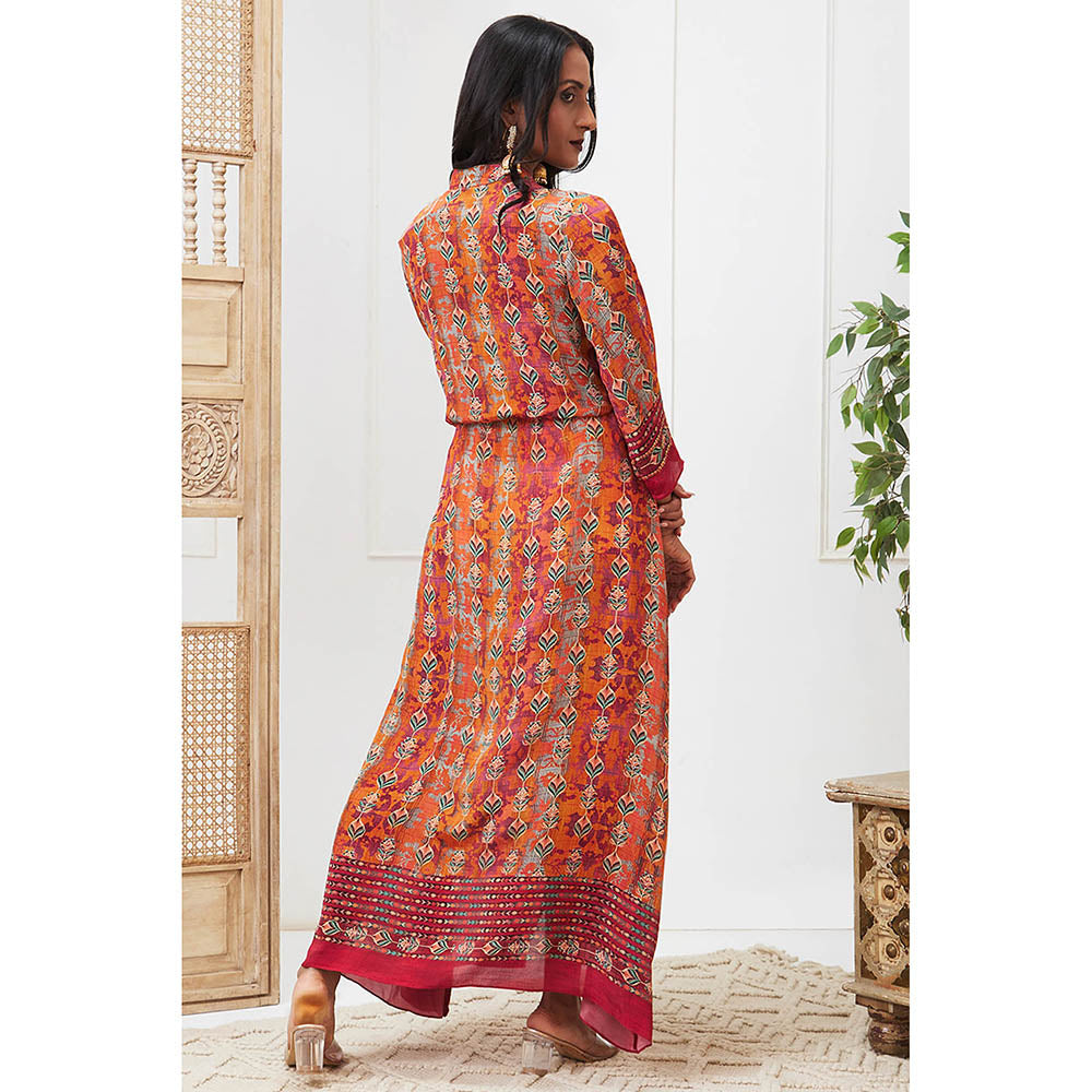 Soup by Sougat Paul Adah Orange Printed Maxi Dress