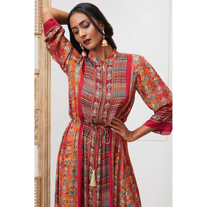 Soup by Sougat Paul Adah Orange Printed Maxi Dress