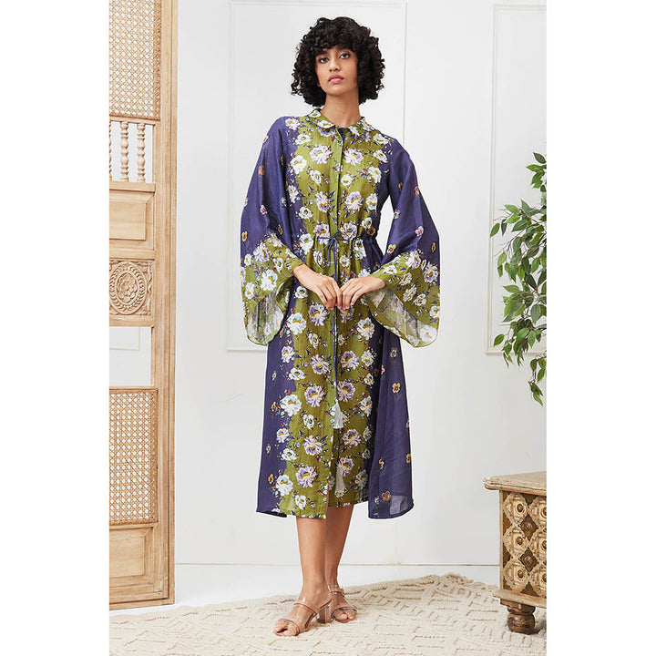 Soup by Sougat Paul Tasnim Multi-Color Floral Midi Dress