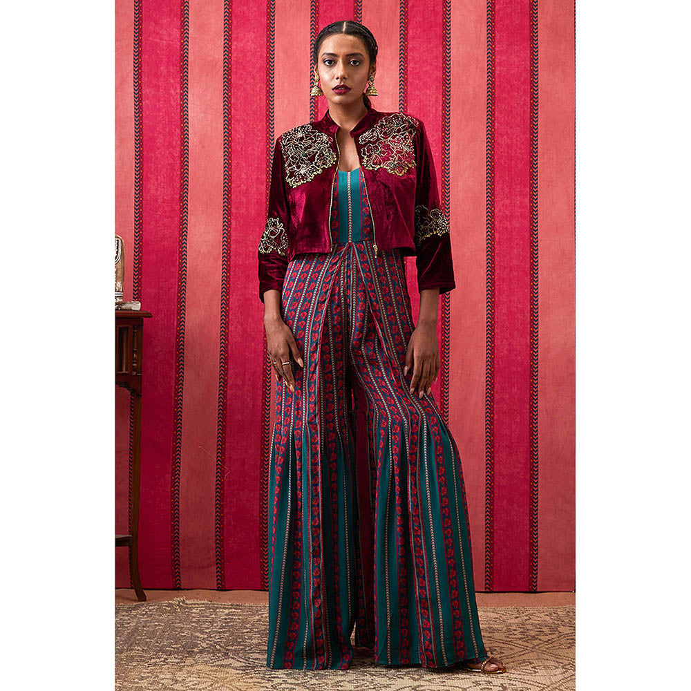Soup by Sougat Paul Qala Multi-Color Floral Jumpsuit with Jacket (Set of 2)