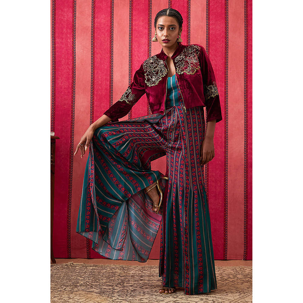 Soup by Sougat Paul Qala Multi-Color Floral Jumpsuit with Jacket (Set of 2)