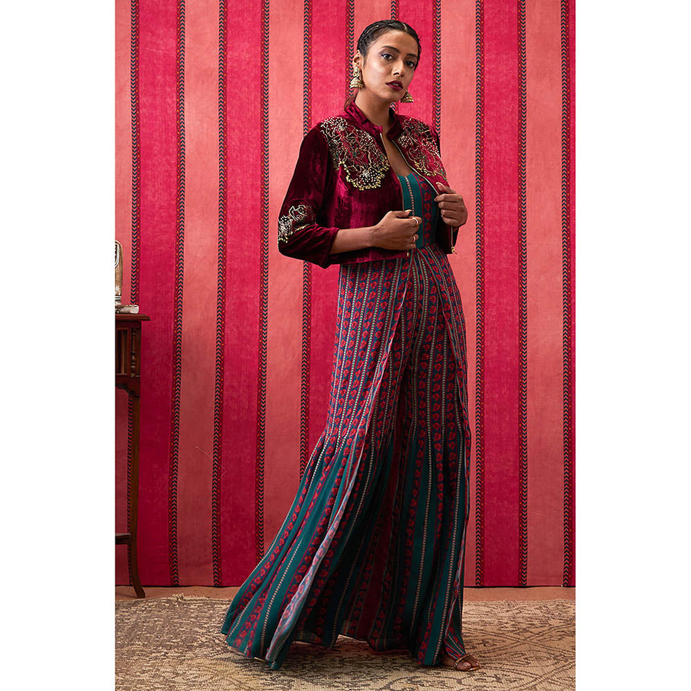 Soup by Sougat Paul Qala Multi-Color Floral Jumpsuit with Jacket (Set of 2)