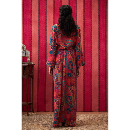 Soup by Sougat Paul Qala Pink Paisley Crop Top with Skirt (Set of 2)