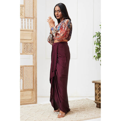 Soup by Sougat Paul Adah Multi-Color Printed Crop Top with Skirt (Set of 2)