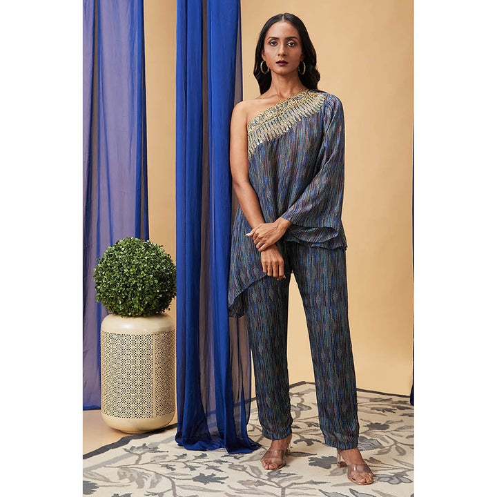 Soup by Sougat Paul Elara Blue Printed Co-Ord (Set of 2)