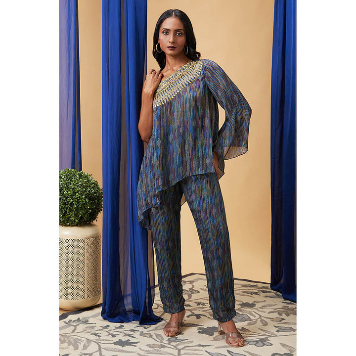 Soup by Sougat Paul Elara Blue Printed Co-Ord (Set of 2)