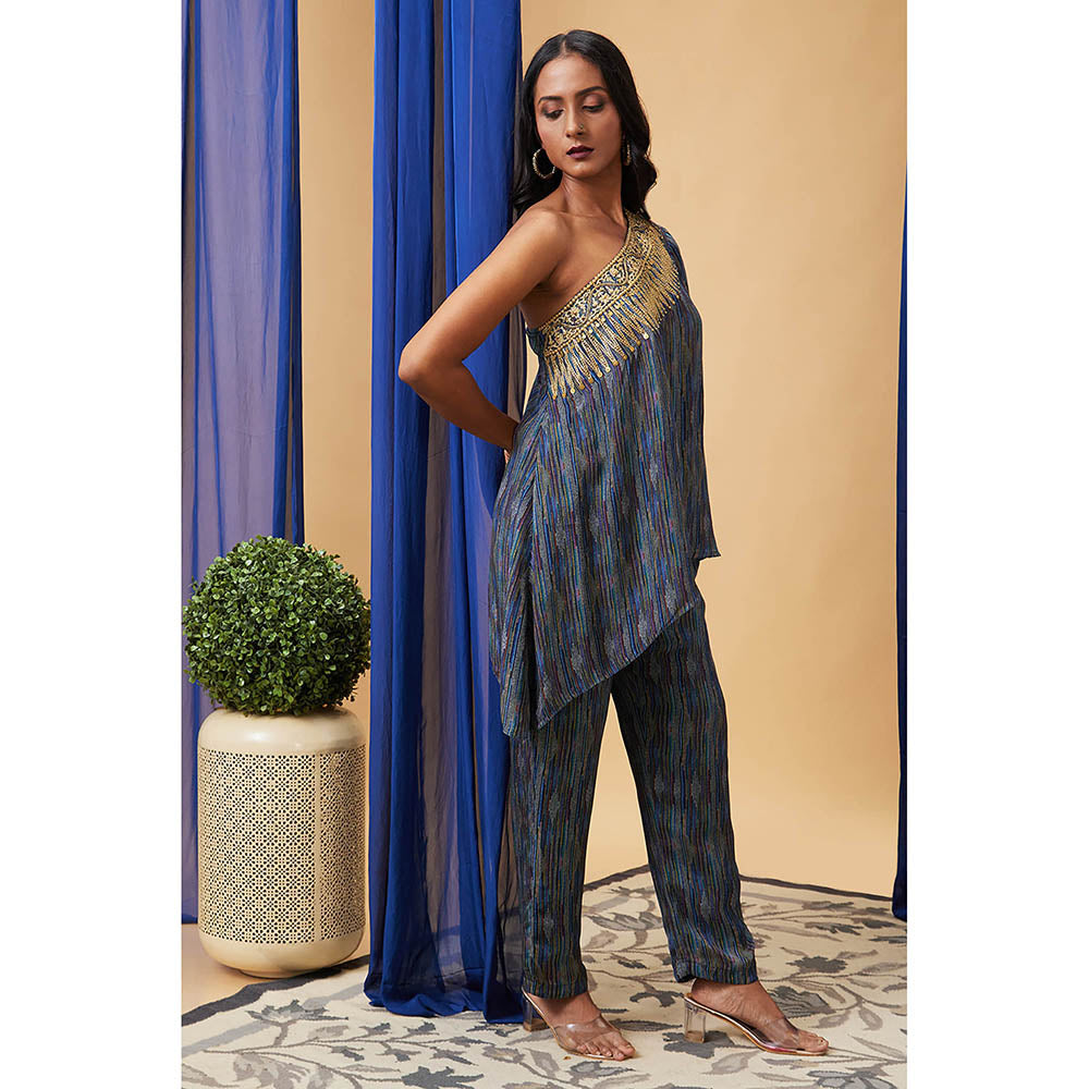 Soup by Sougat Paul Elara Blue Printed Co-Ord (Set of 2)