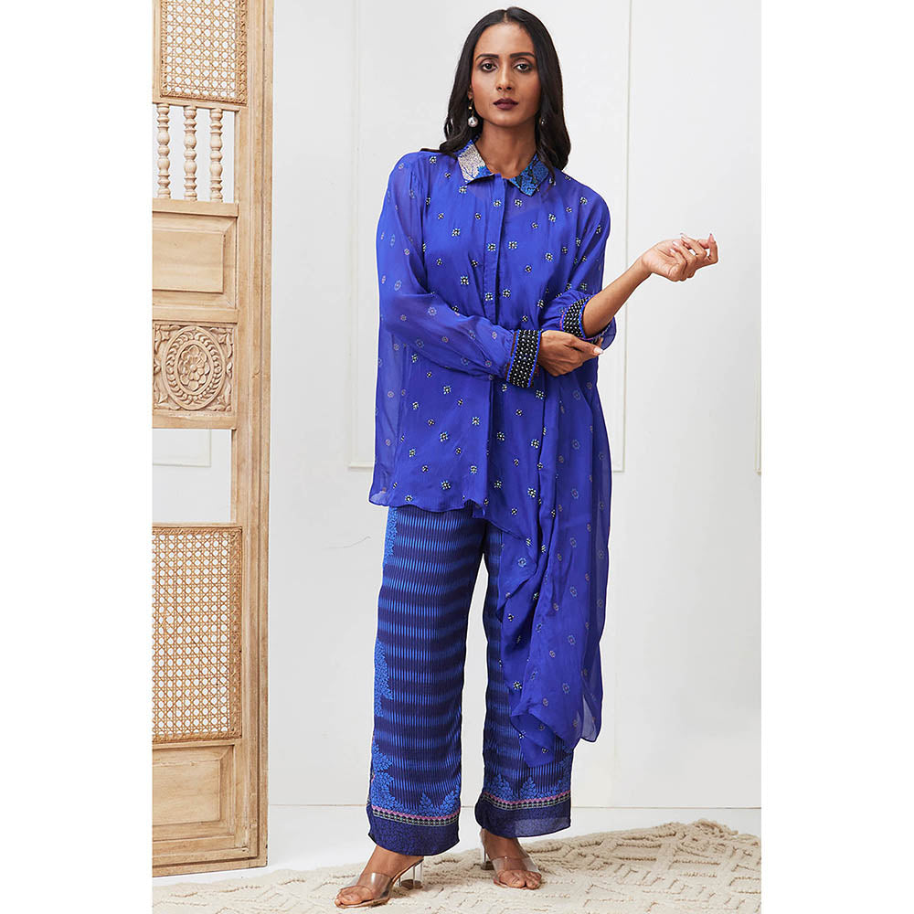 Soup by Sougat Paul Zaynab Blue Embroidered Co-Ord (Set of 2)
