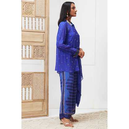 Soup by Sougat Paul Zaynab Blue Embroidered Co-Ord (Set of 2)