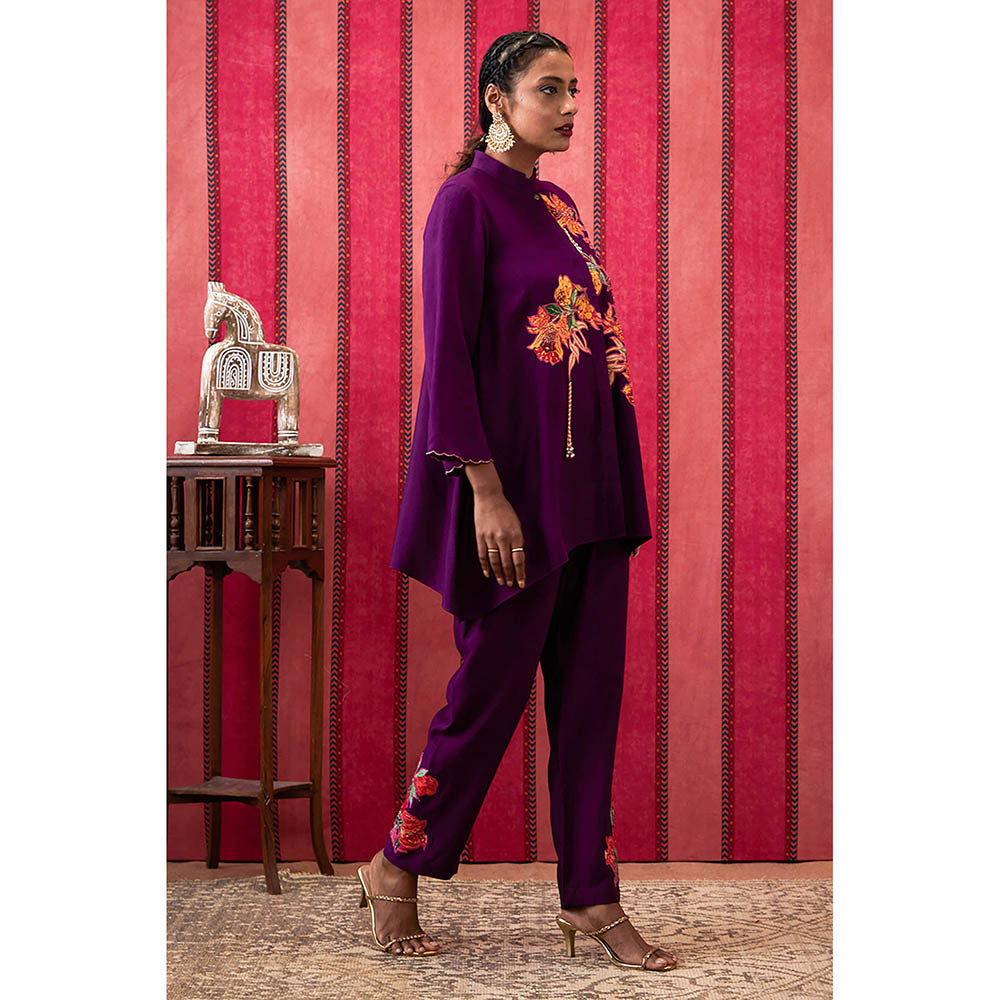 Soup by Sougat Paul Zinnia Purple Floral Co-Ord (Set of 2)