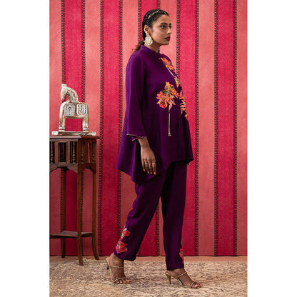 Soup by Sougat Paul Zinnia Purple Floral Co-Ord (Set of 2)