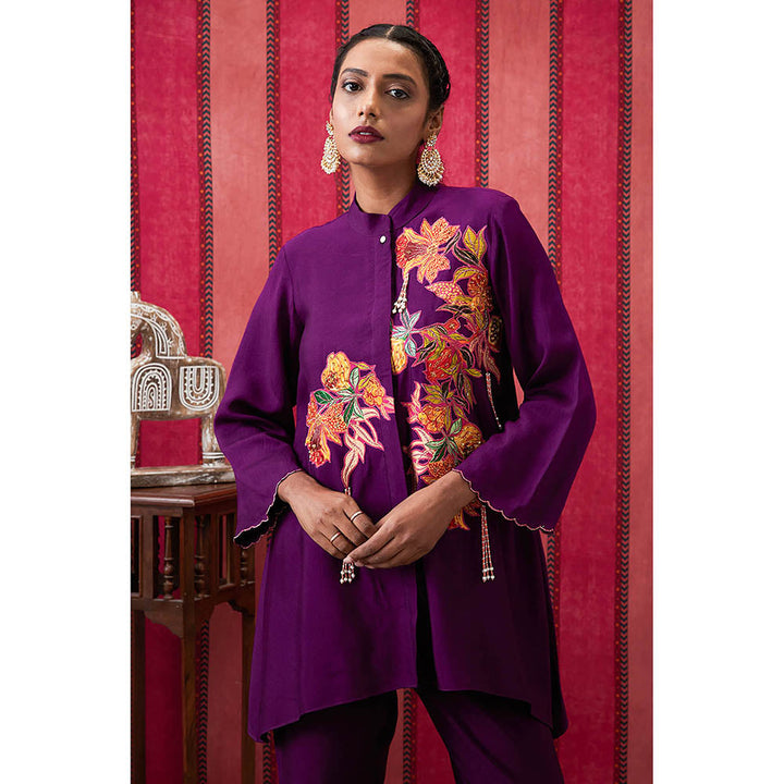 Soup by Sougat Paul Zinnia Purple Floral Co-Ord (Set of 2)