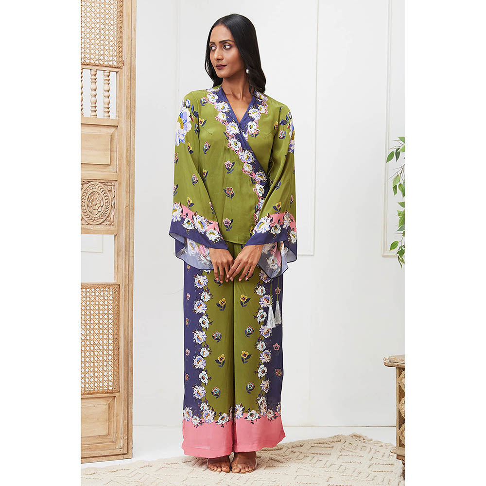 Soup by Sougat Paul Tasnim Green Floral Co-Ord (Set of 2)