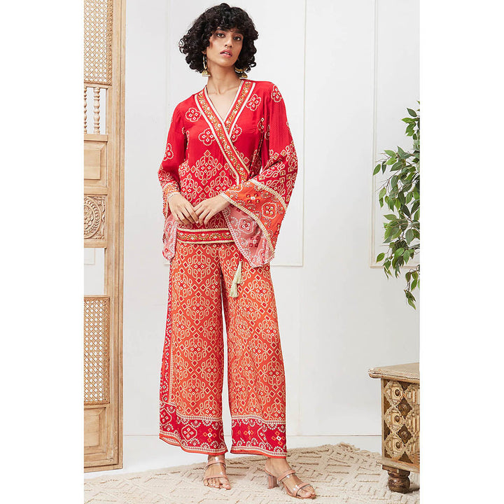 Soup by Sougat Paul Bandej Red Printed Co-Ord (Set of 2)