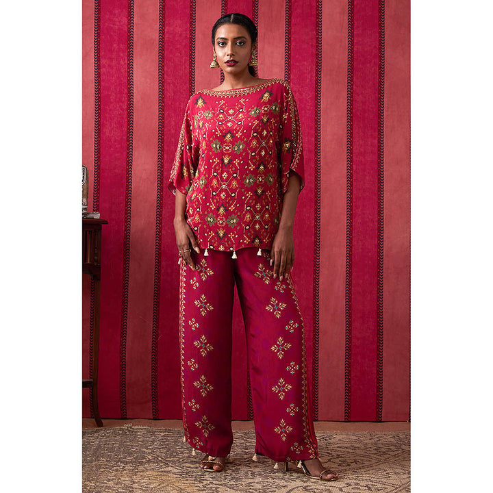 Soup by Sougat Paul Zahra Red Printed Co-Ord (Set of 2)