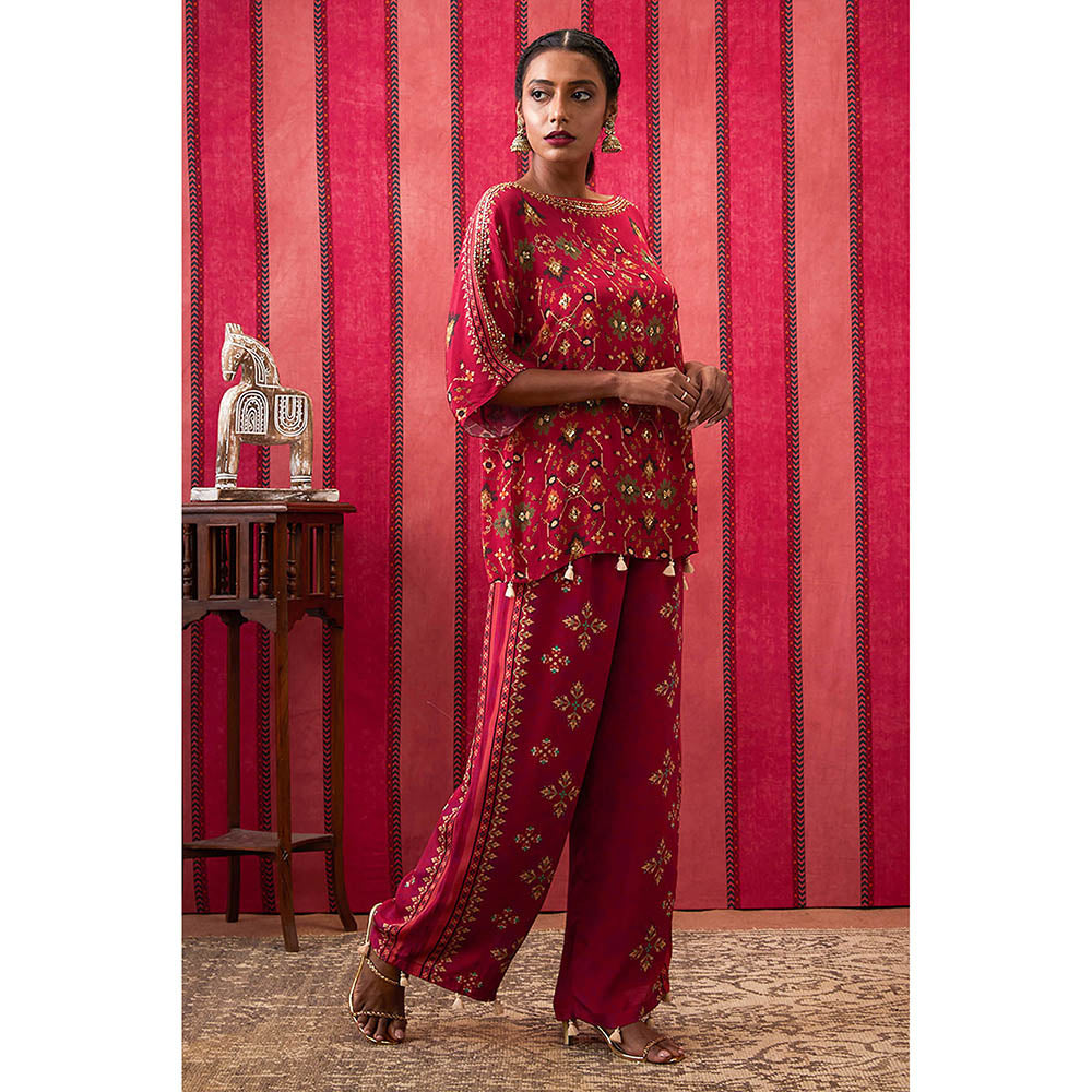 Soup by Sougat Paul Zahra Red Printed Co-Ord (Set of 2)