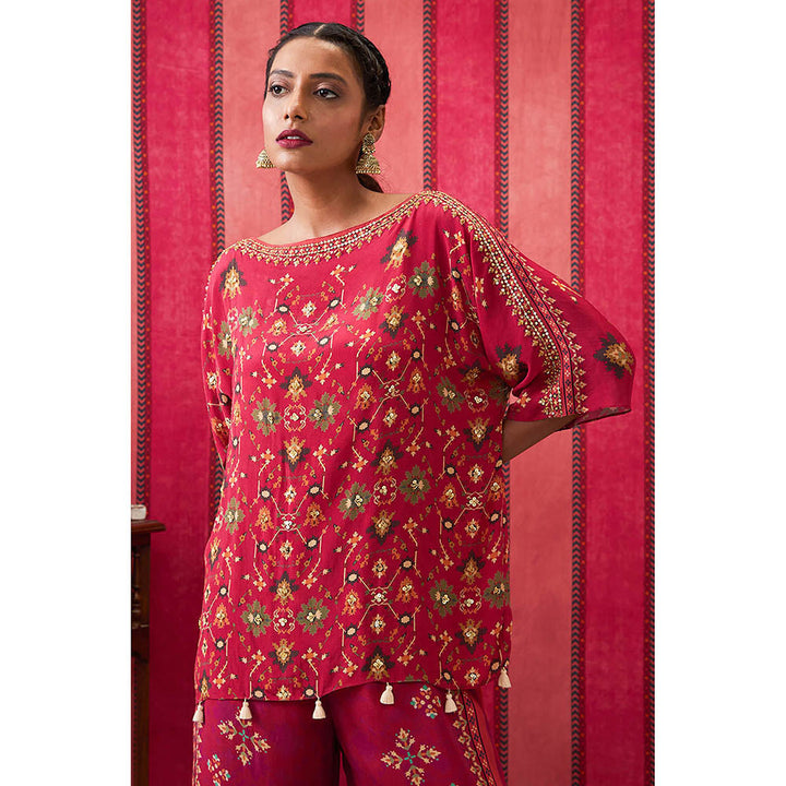 Soup by Sougat Paul Zahra Red Printed Co-Ord (Set of 2)